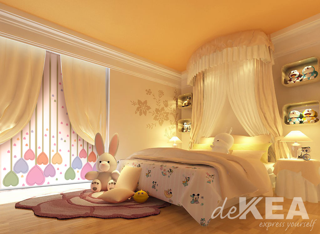 Fotorolety - bajkowy pokój z pastelowymi roletami
