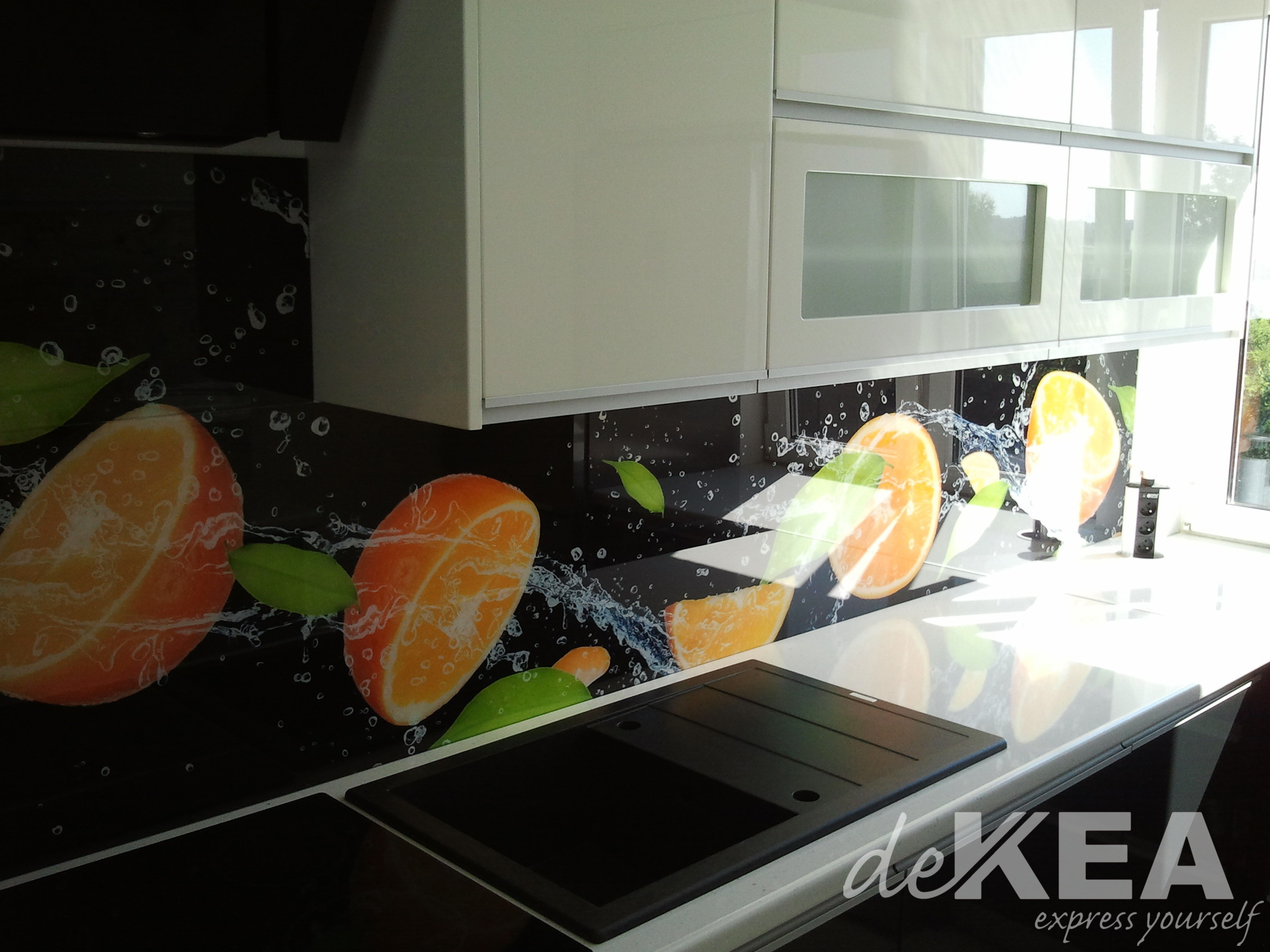 Bezpieczne panele szklane druk na szkle owoce w wodzie Dekea