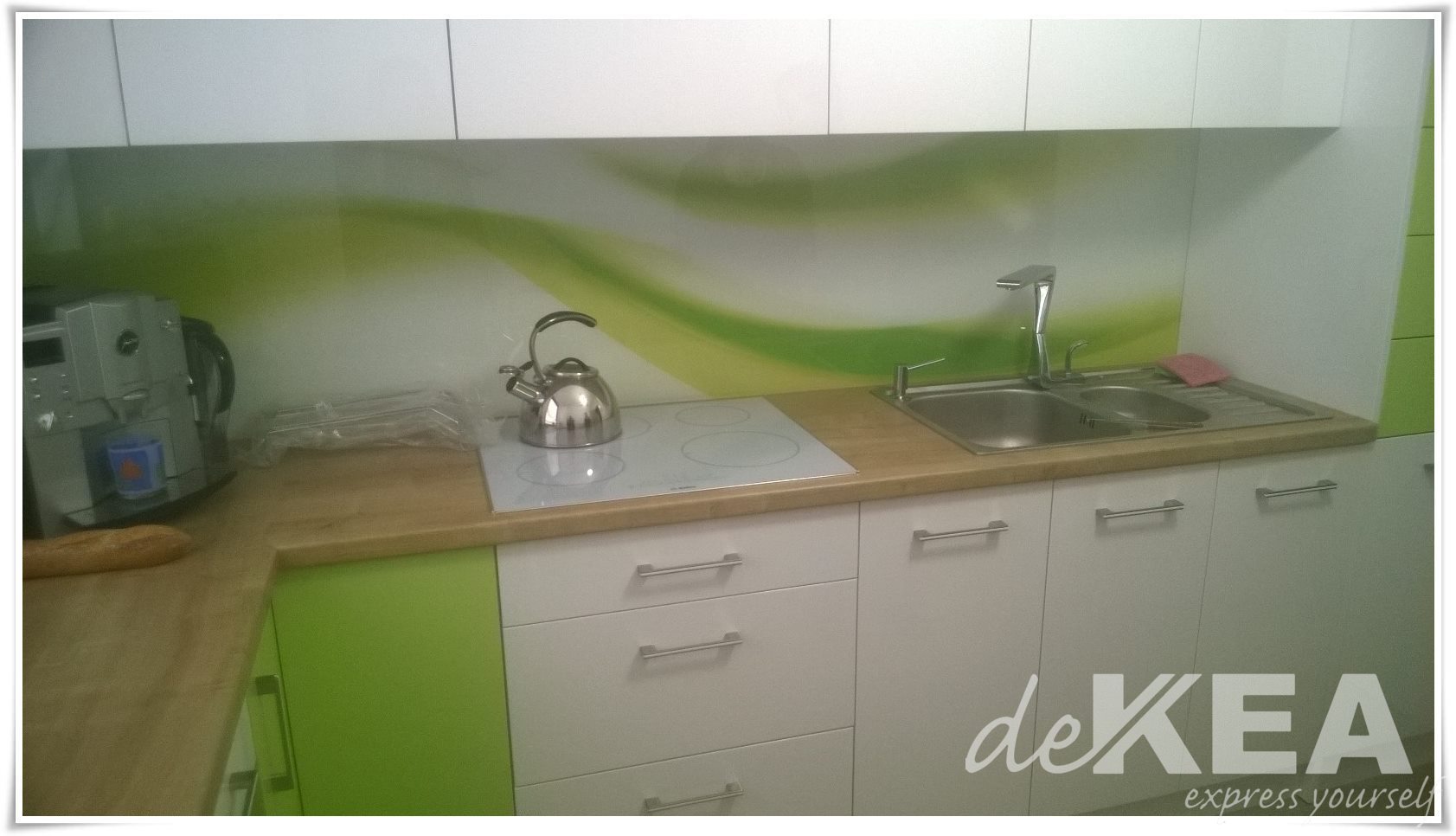 Zielony panel szklany do kuchni szkło z grafiką Dekea